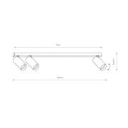 Plafondspot Mono III, 3-lamps, wit, 84 cm lang, GU10