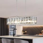 Kroonluchter Orvin, lineair, chroom, 16-lichts, lengte 96 cm, glas
