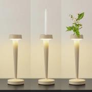 Lucande LED-batterijgevoede kandelaar Lea, vaas, beige, 28 cm