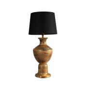 Tafellamp Alma, zwart/bruin, hoogte 69 cm, hout/stof