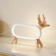 Lindby LED tafellamp Hirvi, wit, hout, 31 cm, CCT, dimbaar
