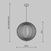 Maytoni Roots hanglamp, bolvorm, Ø 50 cm, hout/zwart