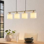 Lindby hanglamp Stannis, 75 cm, wit, 4-lamps, textiel