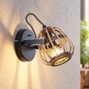 Lindby plafondspot Bominio, 19 cm, 1-lamp, hout, rotan