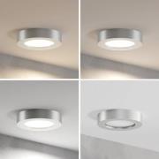 Prios LED plafondlamp Edwina, zilver, 18 cm, CCT, IP44