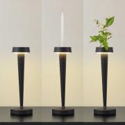 Lucande LED-batterijgevoede kandelaar Lea, vaas, donkerbruin, 28 cm