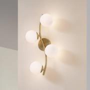 Lindby wandlamp Josiana, opaal/messing, 48 cm, bol, glas