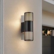 Lindby buitenwandlamp Lurinda, 2-lamps, zwart, Ø10cm