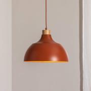 Envostar hanglamp Kaitt, houtdetail, Ø 34 cm, baksteenrood