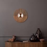 Wandlamp Lunar, wit/houtkleur, Ø 30 cm, G9