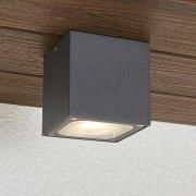 Lucande LED plafondlamp Tanea, 10x10 cm, donkergrijs, IP54