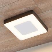 Lucande LED buiten plafondlamp Sora, hoekig, sensor, IP54