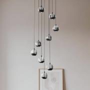 Lucande LED hanglamp Hayley, zwart, 9-lamps, glas