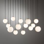 Hanglamp SNOWBALL, opaalglas/zwart, 100 x 34 cm, 14 x G9