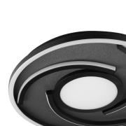 LED plafondlamp Hardy, Ø 35 cm, zwart mat, metaal/stof