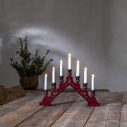 Lichtboog Sara, rood, hout, 43 cm breed, 7-lamps, E10