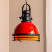 Hanglamp Saglam 3762, rood/zwart, ijzer, Ø 32 cm