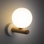 Wandlamp Estera, wit/houtkleur, glas, G9