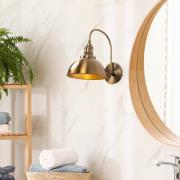 Wandlamp Saglam, oud messing, hoogte 36 cm, metaal