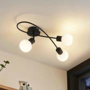 Lindby plafondlamp Elaina, 54 cm, 3-lamps, zwart/wit, E14