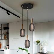 Micron hanglamp, 3-lamps, zwart, goud