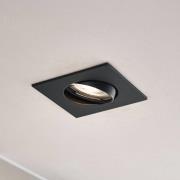 Prios inbouwlamp Fibur, zwart, 9 cm, GU10