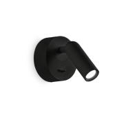 Ideal Lux LED wandspot Bean, Ø 7 cm, zwart metaal/glas