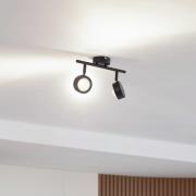 Lindby spot Jyla, zwart, lens, 3.000 K, 2-lamps, GX53