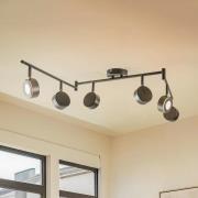 Lindby spot Jyla, zwart, 2700 K, 6-lamps, GX53