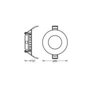 OSRAM LED plafond inbouwlamp SLIM, Ø 9 cm, 6.500 K, wit