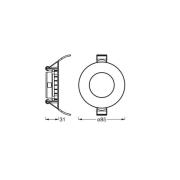 OSRAM LED plafond inbouwlamp SLIM, Ø 9 cm, 3.000 K, wit