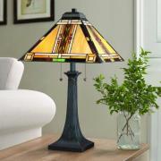 Tafellamp Navajo, Tiffany-stijl, staal, glas, meerkleurig