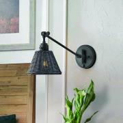 Wandlamp Arti, zwart/zwart, rotan, staal