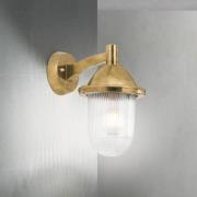 Buitenwandlamp York, messing, geribbeld glas, E27, IP54