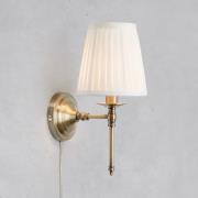 Wandlamp Manor, wit/messingkleurig, hoogte 40 cm stof/metaal