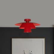 Plafondlamp Plato, rood, metaal, Ø 38 cm, E27