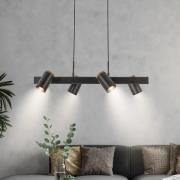 Hanglamp Duta, lengte 120 cm, zwart mat, metaal 4-lamps.