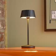 LED tafellamp op accu Facetta, zwart, 22 cm, metaal CCT IP44