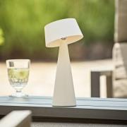 LED tafellamp Solino, wit, zonne-energie/USB, 26 cm, IP44
