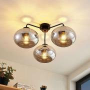 Lindby plafondlamp Navidia, Ø 67 cm, zwart, rookglas
