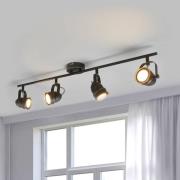 Lindby plafondspot Leonor, 4-lamps, zwart, metaal, 78 cm