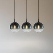 Lucande hanglamp Veloura, 3-lamps, 84 cm, glas, hout