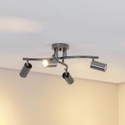 Plafondspot Spotte, zwart-chroom, 4-lamps