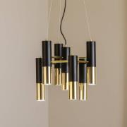 Hanglamp Orino, zwart/goud, metaal, 7-lamps, GU10