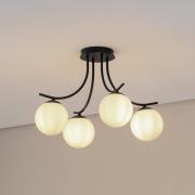 Plafondlamp Boston, zwart/opaal, 4-lamps