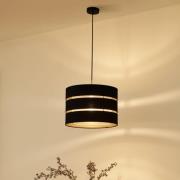 Lindby hanglamp Tsomo, Ø 40 cm, zwart, stof, E27