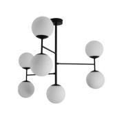 Plafondlamp Korek, zwart/wit, glas, 75 cm, 7-lamps, E14