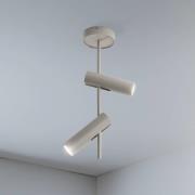 Plafondspot Leda 2, taupe, 2-lamps, staal, GU10, hoogte 55 cm