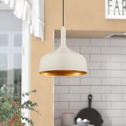 Hanglamp Berceste 187-S, wit/goud, metaal, Ø 30 cm