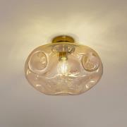 Lindby plafondlamp Lelia, amber, glas, Ø 35 cm